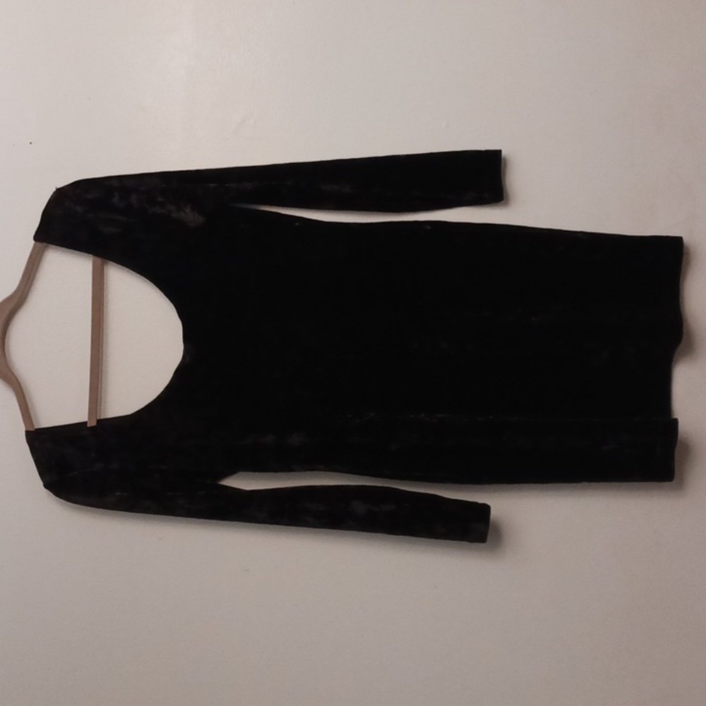 Topshop size 10 women's black mini long sleeves veleteen dress.